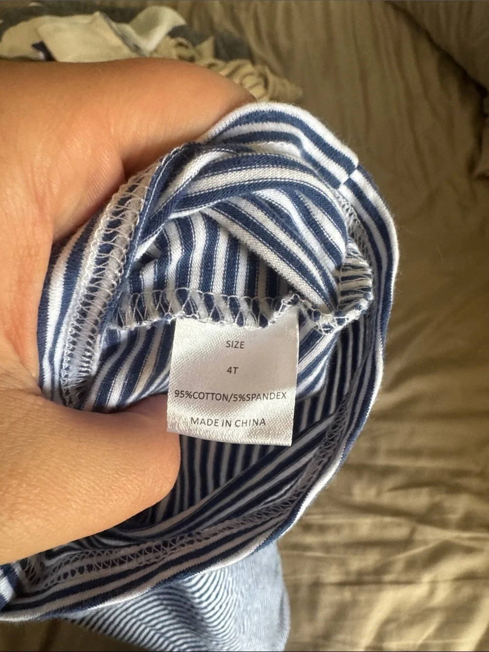 Striped Blue Baby Romper with Duck Applique
